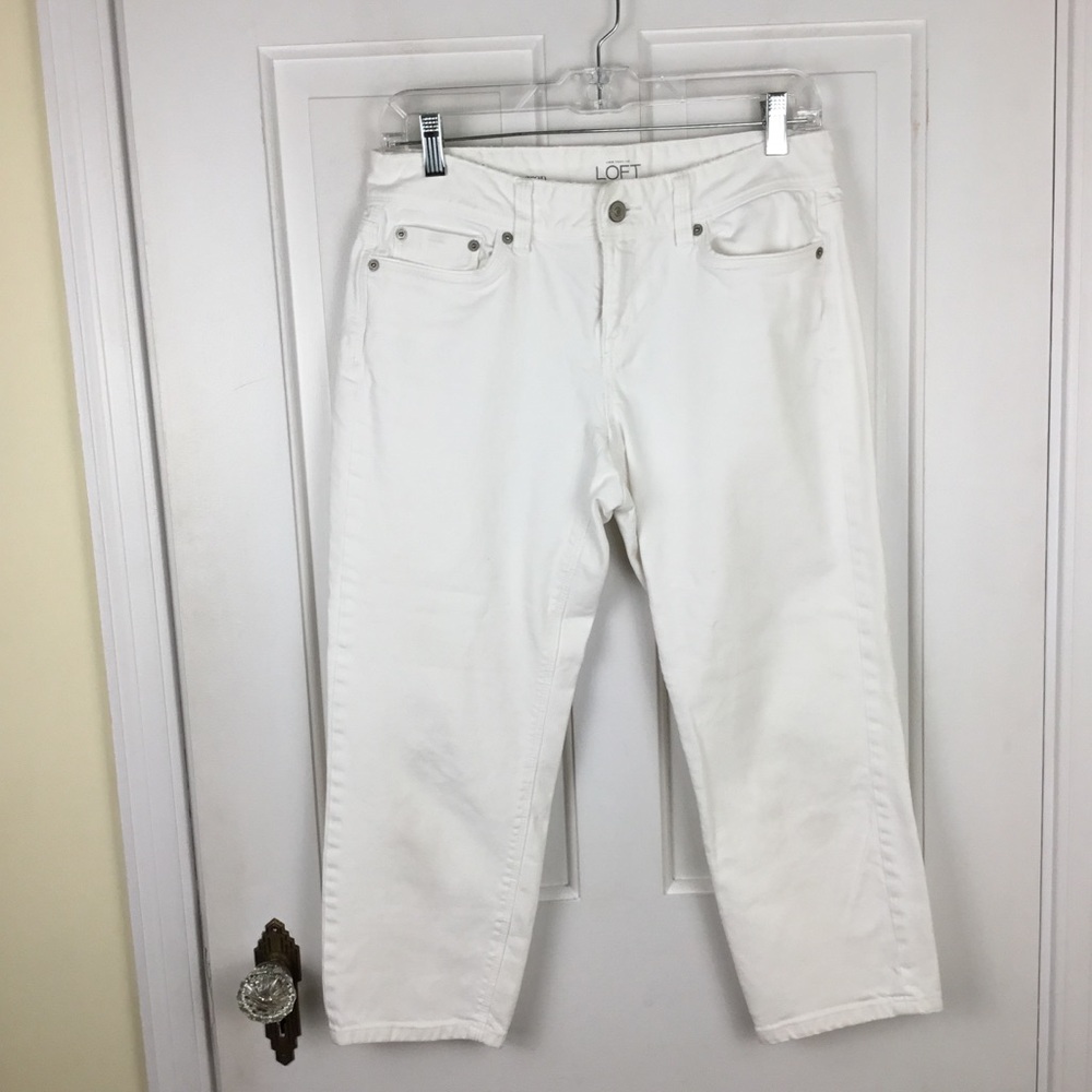 Loft Curvy Cropped Jeans White Denim Size 6